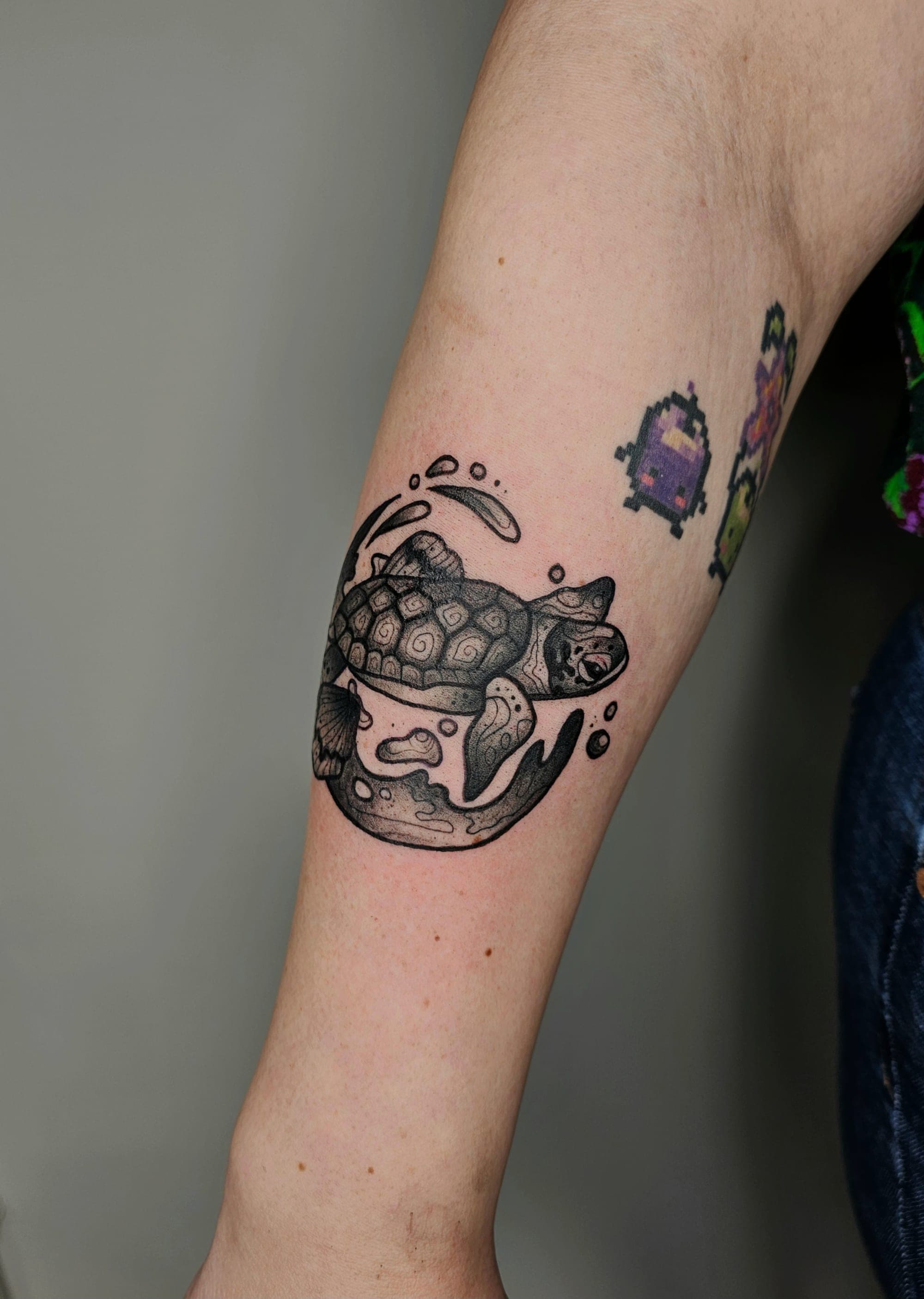 Schildkröte – Linework, Oldschool von Maya, Bloom at Night Köln