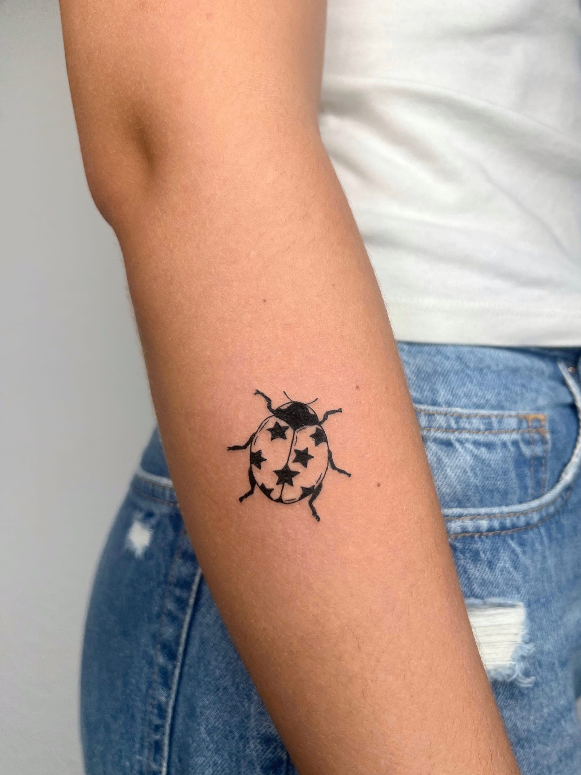 Marienkäfer Sterne – Blackwork, Fineline, Linework von Mira, Bloom at Night Köln